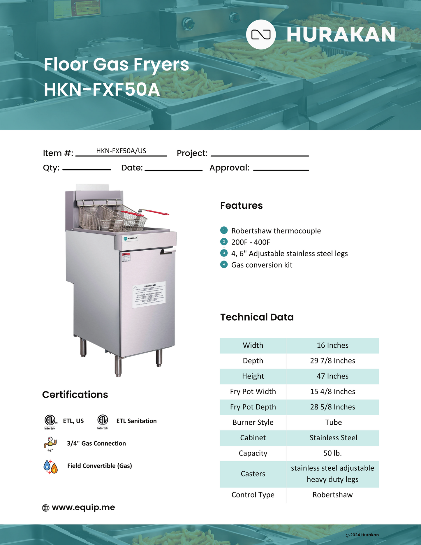 Deep Fryer, Thermostatic Control