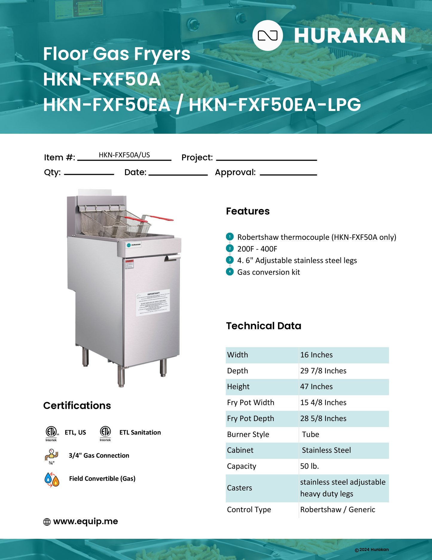 Deep Fryer, Thermostatic Control
