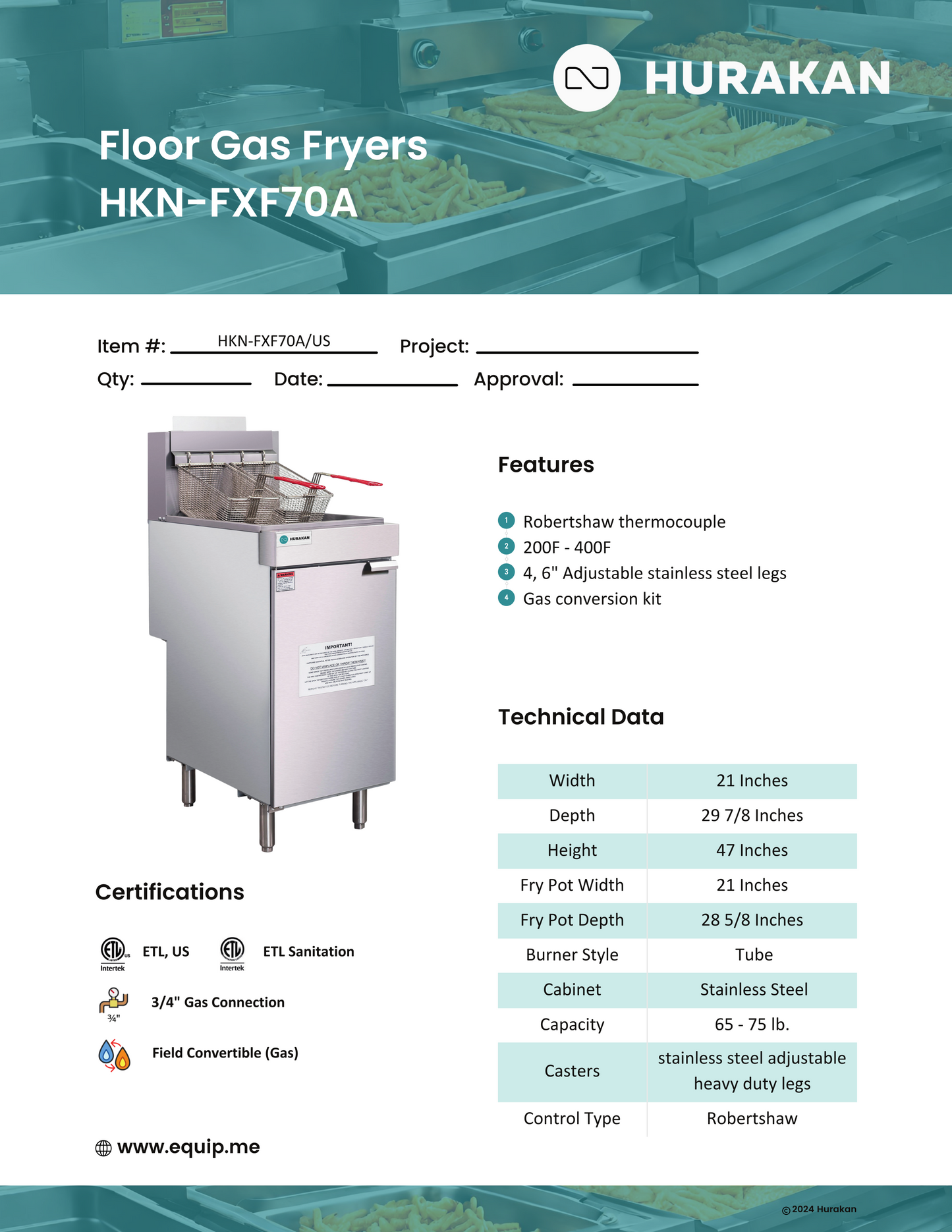 Deep Fryer, Thermostatic Control