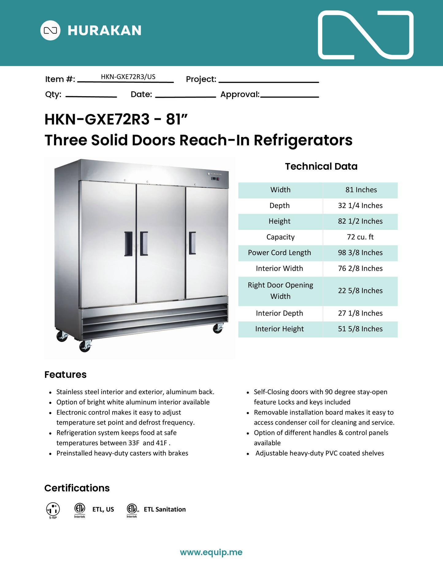 Solid Door Refrigerator