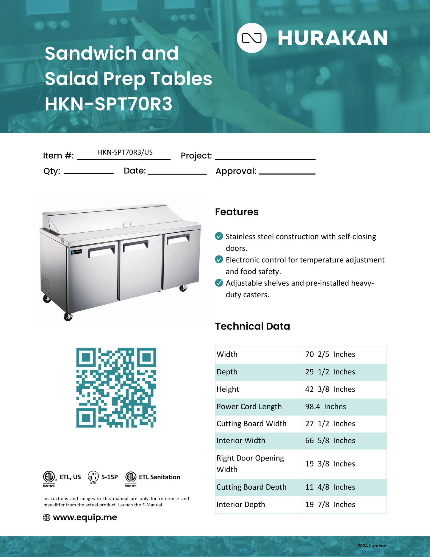 Sandwich Prep Table