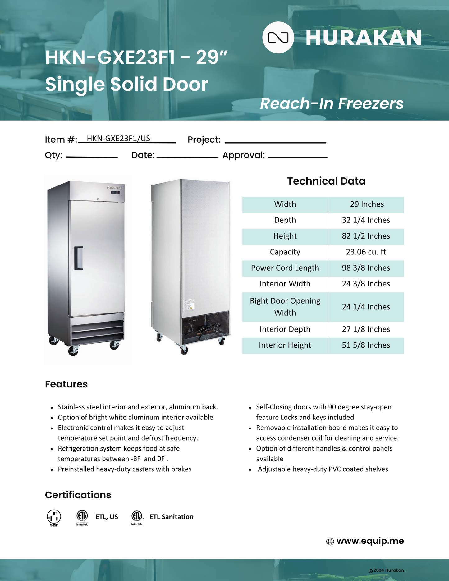 Solid Door Freezer